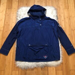 Alp-n-Rock Blue Hooded Kangaroo Pocket Windbreaker Lightweight Jacket size L